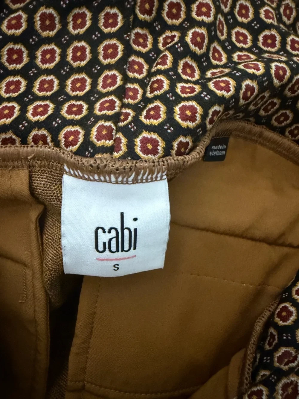 CAbi dandy popcorn Brown Patterned crop pants size small - Picture 5 of 6